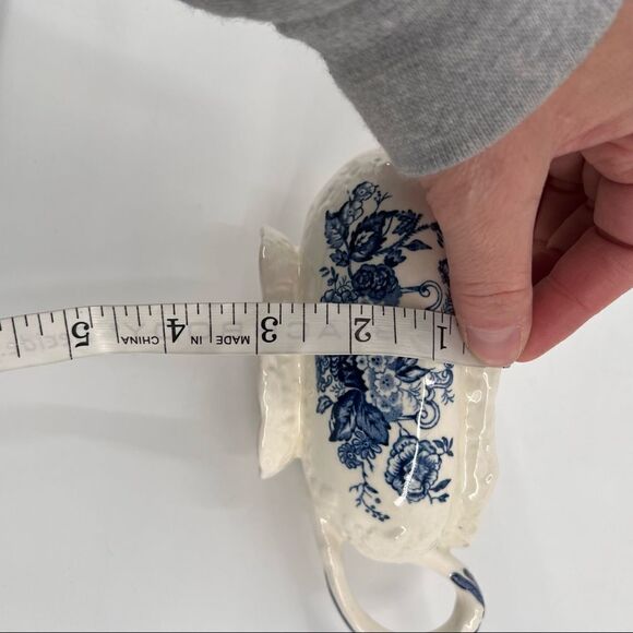 Mason’s gravy boat Ironstone Hanging Basket Blue White tableware vintage England - Picture 6 of 7